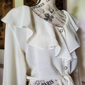 Vintage Sheer Ruffle Penny Lane Blouse